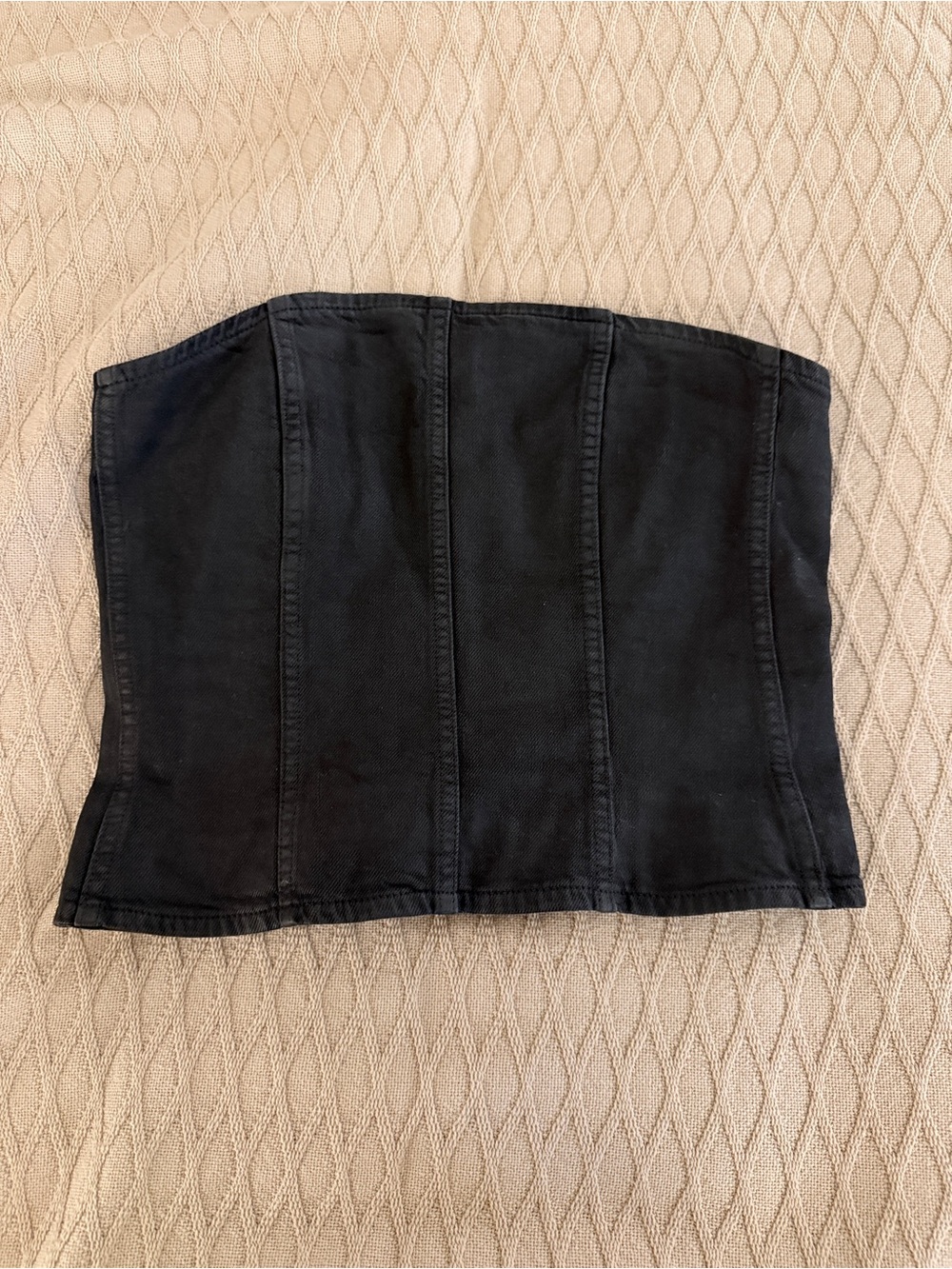 COS Black Strapless Corset-Style Top